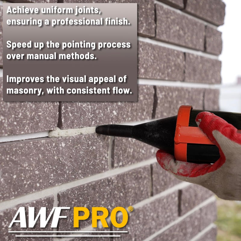 AWF PRO - Mortar Pointing Gun, 1 Quart (32 fl oz.) Capacity, 12:1 Thrust,2 Nozzles, Adjustable Pusher Plate - Image 2